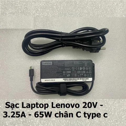 Sạc Laptop Lenovo 20V 3.25A 65W Chính Hãng Chân Type C - Adapter USB-C Tương Thích Với ThinkPad Yoga Miix 720 730 920 940