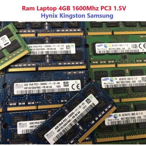 Ram Laptop 4GB DDR3 Hynix/Samsung/Kington 1600MHz PC3-12800 1.5V - Bảo Hành 36 Tháng, Dùng Cho Laptop & Macbook