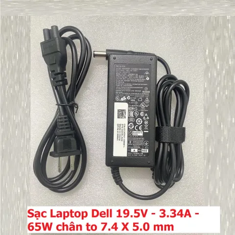Sạc Laptop Dell 65W 19.5V 3.34A Chân To 7.4x5.0mm - Hàng Chính Hãng Mới 100% - Phụ Kiện Điện Tử Chất Lượng Cao