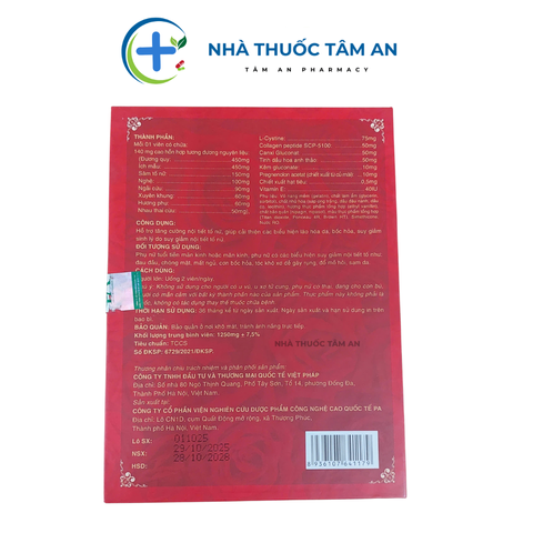 Viên uống Estro Nano Gold H30v - Hỗ Trợ Cân Bằng Nội Tiết Tố Nữ, Cải Thiện Da và Tóc, Giảm Triệu Chứng Tiền Mãn Kinh