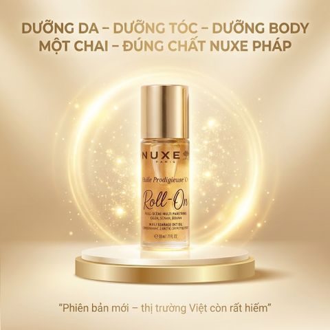 Dầu Dưỡng Đa Năng Dạng Lăn Nuxe Huile Prodigieuse 60ml - Chăm Sóc Da Mặt, Cơ Thể & Tóc, Pháp, Hương Thơm Tinh Tế