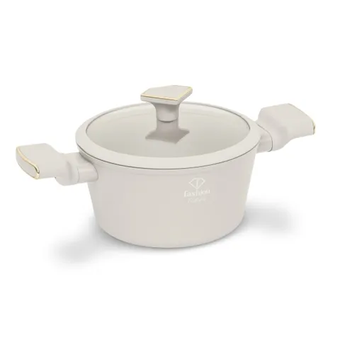 Nồi Hầm Berlinger Haus x FashionTV FTV-0069 24cm Kem - Bộ Sưu Tập Thời Trang, Chống Dính TitanPro, Nắp Kính Cường Lực