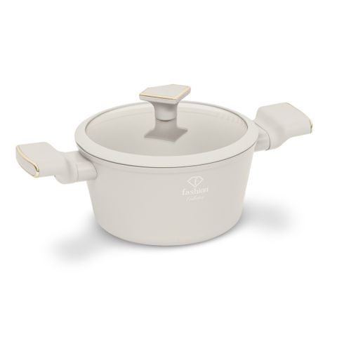 Nồi Hầm Berlinger Haus x FashionTV FTV-0069 24cm Kem - Bộ Sưu Tập Thời Trang, Chống Dính TitanPro, Nắp Kính Cường Lực