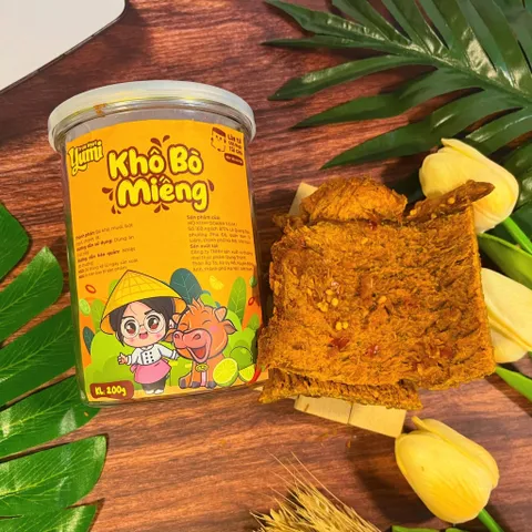 Khô bò miếng mềm chua cay Yumi đồ ăn vặt thịt bò khô nguyên miếng thật chanh ớt thơm ngon 507011