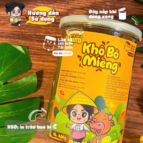 Khô bò miếng mềm chua cay Yumi đồ ăn vặt thịt bò khô nguyên miếng thật chanh ớt thơm ngon 507011