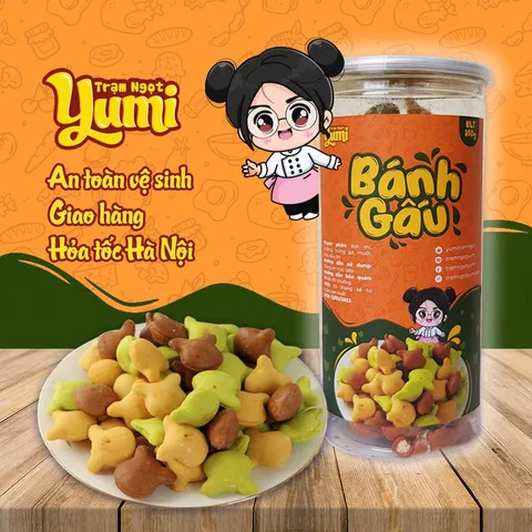 Bánh gấu Yumi nhân kem sữa 3 vị truyền thống, cà phê, chùm ngây, bánh ngọt ăn vặt thơm ngon 507015