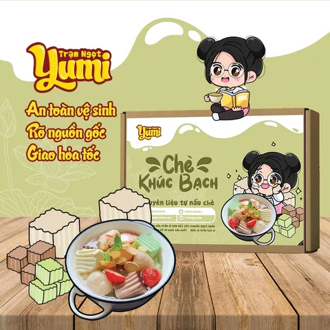 Nguyên liệu nấu chè Khúc Bạch Yumi, set chè Khúc Bạch bổ dưỡng kèm hướng dẫn nấu từng bước 507018