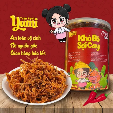 Khô bò sợi cay Yumi đồ ăn vặt thịt bò khô xé cay thơm ngon an toàn vệ sinh 507026