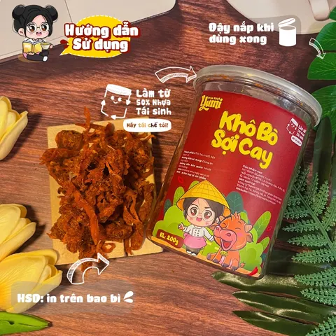 Khô bò sợi cay Yumi đồ ăn vặt thịt bò khô xé cay thơm ngon an toàn vệ sinh 507026