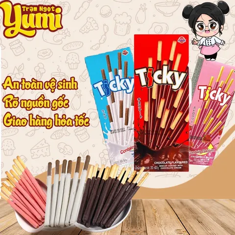 Combo 10 hộp Bánh Ticky vị Socola, Sữa, Dâu Ngon Miệng - Trạm Ăn Vặt Yumi 507028