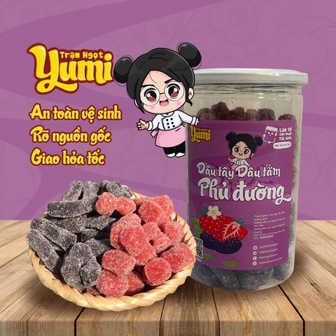 Dâu tây dâu tằm sấy phủ đường Yumi, kẹo dâu mix chua ngọt, đồ ăn vặt thơm ngon 507035