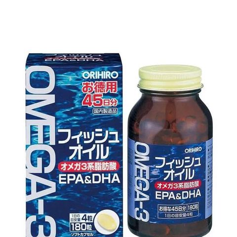 Viên uống dầu cá Orihiro Omega-3 Nhật Bản 180 viên - Bổ mắt, tăng cường trí nhớ và sức khỏe não bộ, bảo vệ đôi mắt hiệu quả