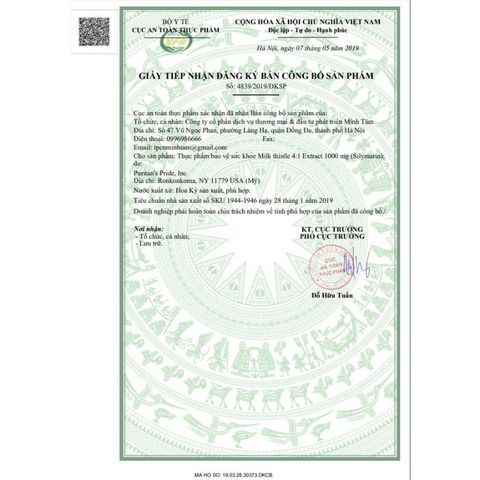 Viên uống bổ gan, Thải độc gan, mát gan tăng cường chức năng gan Milk Thistle Extract 1000mg Puritan's Pride