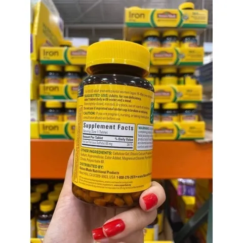 [Date 2028] Viên uống bổ máu bổ sung sắt iron Nature Made 65mg