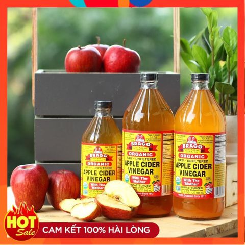 Giấm Táo Hữu Cơ Bragg - Giấm Tự Nhiên, Chứng Nhận USDA, Không Lọc, Không Khử Trùng - Hàng Mỹ Chất Lượng Cao