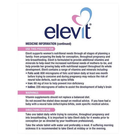  Vitamin Bầu Úc Tổng Hợp ELEVIT 100 Viên - Vitamin Thực phẩm bổ sung cho mẹ
