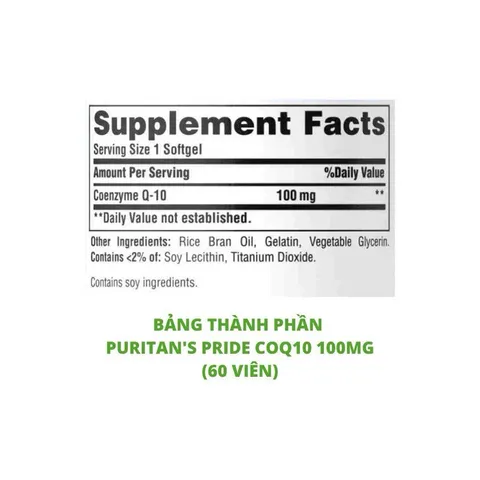 [Date 2028] Viên Uống Hỗ Trợ Tim Mạch Puritan’s Pride Q-SORB COQ 10 100mg