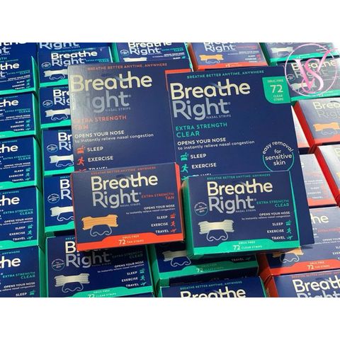 [Mẫu mới Date 2029] Hộp Miếng dán giảm nghẹt mũi, giảm ngáy (gáy) khi ngủ Breathe Right 72 miếng 507148