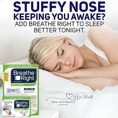 [Mẫu mới Date 2029] Hộp Miếng dán giảm nghẹt mũi, giảm ngáy (gáy) khi ngủ Breathe Right 72 miếng 507148