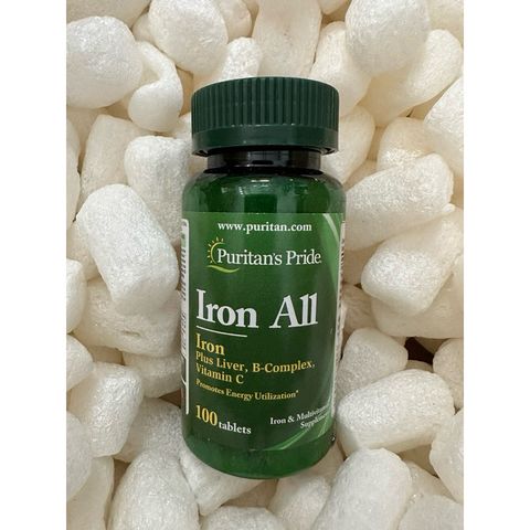 VIÊN UỐNG SẮT GIÚP BỔ MÁU, PHÒNG NGỪA THIẾU MÁU, ĐAU ĐẦU CHÓNG MẶT IRON ALL PURITAN’S PRIDE 100 VIÊN 507169