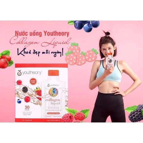 Nước Uống Bổ Sung Collagen Vị Dâu tám Youtheory Collagen Liquid Berry Flavor 30ml 507171