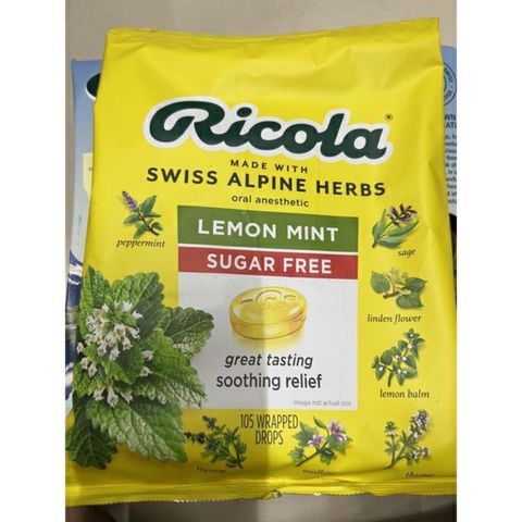 [Date 2027] Kẹo Ngậm Thảo Mộc Không Đường Ricola Lemon Mint