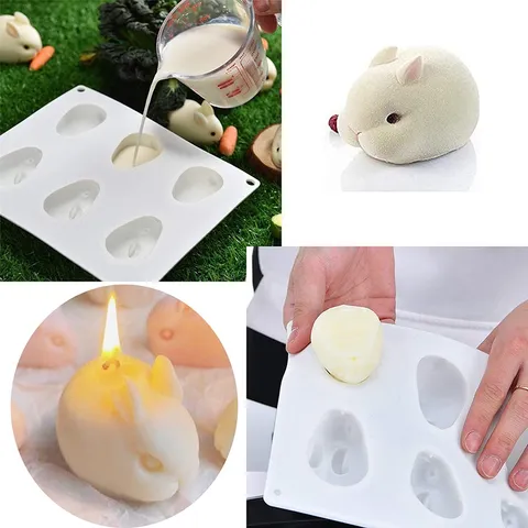 Khuôn Silicone Hình Thỏ & Heo - Làm Pudding, Thạch Rau Câu, Nến Thơm - Dễ Dàng Lấy Thành Phẩm, Đồ Gia Dụng Thông Minh