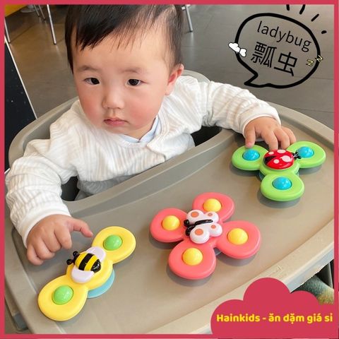 Bộ 3 Con Quay Spinner Hình Côn Trùng Vui Nhộn An Toàn Cho Bé - Đồ Chơi Nhựa ABS Chất Lượng Cao, Màu Sắc Bắt Mắt, Dễ Thương