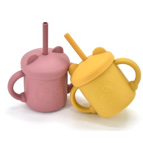 Cốc Tập Hút Silicon BabyBoo Hình Gấu Dễ Thương Cho Bé - Cốc Chống Tràn Kèm Nắp Ăn Bánh, An Toàn Khi Sử Dụng
