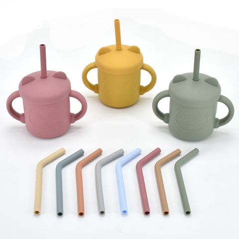 Cốc Tập Hút Silicon BabyBoo Hình Gấu Dễ Thương Cho Bé - Cốc Chống Tràn Kèm Nắp Ăn Bánh, An Toàn Khi Sử Dụng