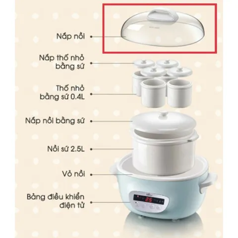 Nắp Nhựa Nồi Bear 2L5, Phụ Kiện Nồi Nấu Cháo SUBE003 Bear 2.5L-Nắp Nhựa 2,5L_Model Nồi DDZ-C25E1/C25H2/C25R6