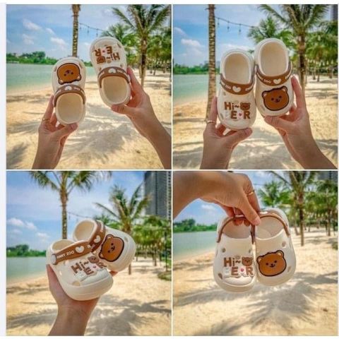 Dép Sục Cross ZHUBABA Chất Liệu Nhựa EVA Siêu Nhẹ Cao Cấp Hình Gấu Hi Bear Dễ Thương Cho Bé Trai Bé Gái