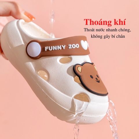 Dép Sục Cross ZHUBABA Chất Liệu Nhựa EVA Siêu Nhẹ Cao Cấp Hình Gấu Hi Bear Dễ Thương Cho Bé Trai Bé Gái