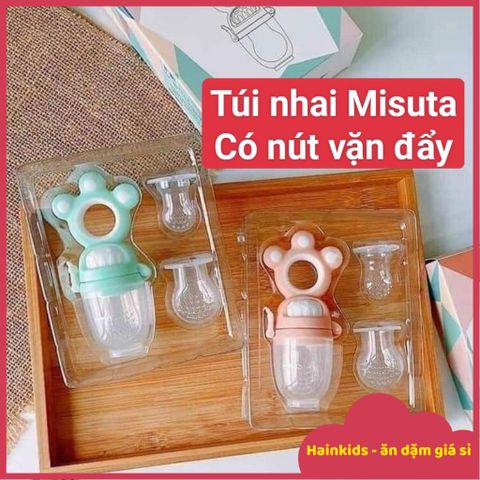 Túi Nhai Ăn Dặm Chống Hóc MISUTA - Bộ 3 Múm Silicon An Toàn, Dùng Cho Bé Từ 4 Tháng Tuổi - Giúp Bé Thoải Mái Khi Ăn Dặm