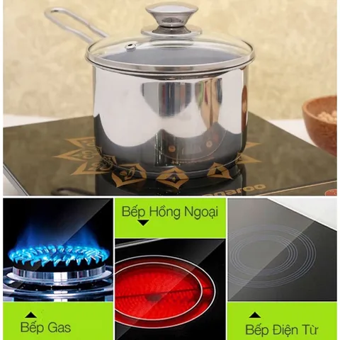Quánh/Nồi Bột FiveStar Inox An Toàn 3 Đáy, Kèm Nắp Thủy Tinh - Dùng Quấy Cháo, Bột Cho Bé Giai Đoạn Ăn Dặm