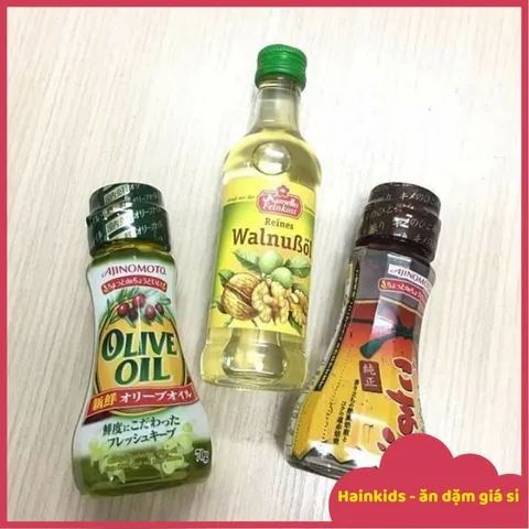 Combo 4 Loại Dầu Mè Ajinomoto/dầu Oliu Ajinomoto/Óc Chó Đức/ Dầu Gạo Tsuno - Trộn Cháo Cho Bé - [Date 6/2026]