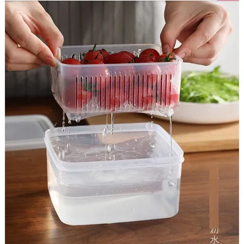 Hộp đựng kèm rổ đựng ráo nước 600ml Nakaya nội địa Nhật Bản