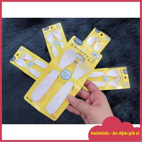 Set Thìa Nĩa Inomata Nhật Bản, Set Thìa Nĩa Tập Xúc Cho Bé, Bộ Dụng Cụ Bàn ăn Cho Bé ăn Dặm, Thìa Tập Xúc Nhật Bản