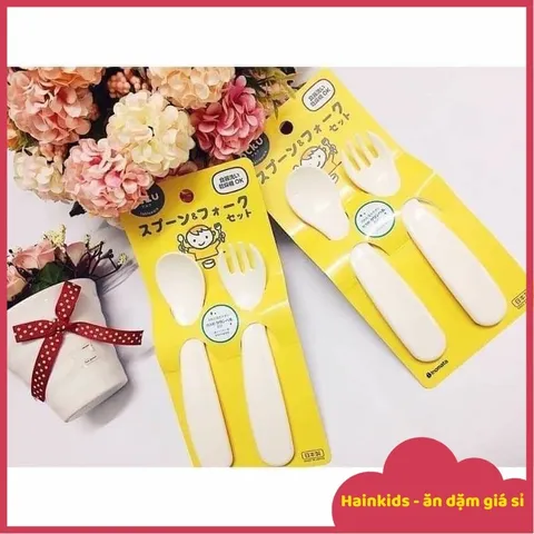 Set Thìa Nĩa Inomata Nhật Bản, Set Thìa Nĩa Tập Xúc Cho Bé, Bộ Dụng Cụ Bàn ăn Cho Bé ăn Dặm, Thìa Tập Xúc Nhật Bản
