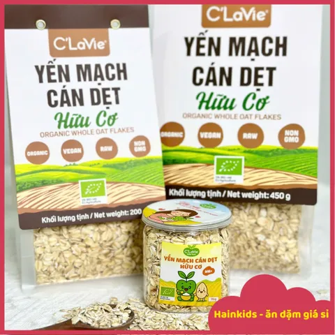 Yến Mạch Hữu Cơ Cán Dẹt C'LaVie - 200g, Thực Phẩm Ăn Dặm Cho Bé, Bổ Sung Chất Xơ, Granola, Ăn Sạch, Nguồn Năng Lượng Khỏe Mạnh