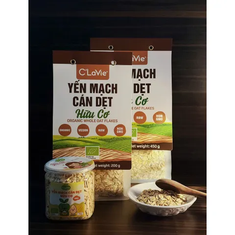 Yến Mạch Hữu Cơ Cán Dẹt C'LaVie - 200g, Thực Phẩm Ăn Dặm Cho Bé, Bổ Sung Chất Xơ, Granola, Ăn Sạch, Nguồn Năng Lượng Khỏe Mạnh