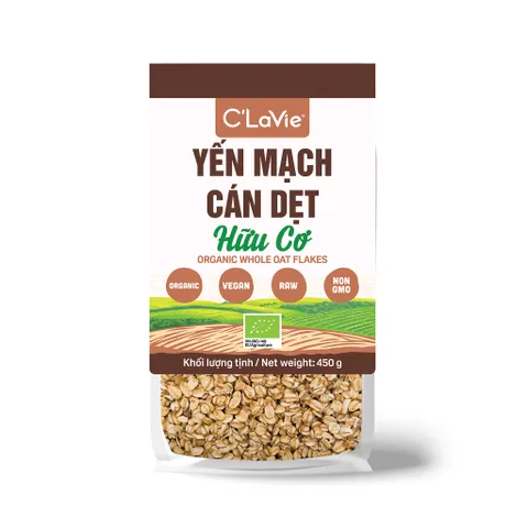 Yến Mạch Hữu Cơ Cán Dẹt C'LaVie - 200g, Thực Phẩm Ăn Dặm Cho Bé, Bổ Sung Chất Xơ, Granola, Ăn Sạch, Nguồn Năng Lượng Khỏe Mạnh