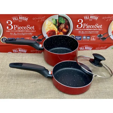 Bộ Nồi/Quánh Chảo 16cm Chống Dính Kèm Nắp Thủy Tinh Pearl Chế Biến Đồ Ăn Dặm Cho Bé - Hàng Nội Địa Nhật