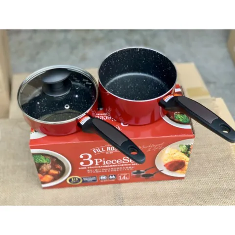 Bộ Nồi/Quánh Chảo 16cm Chống Dính Kèm Nắp Thủy Tinh Pearl Chế Biến Đồ Ăn Dặm Cho Bé - Hàng Nội Địa Nhật