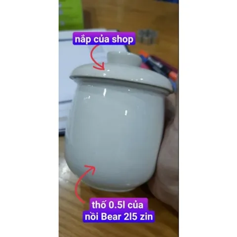 Phụ Kiện, Thố Sứ/Lõi Sứ 0.5 L, Lõi Sứ Nhỏ Nồi Bear-thố Sứ Nồi Nấu Cháo Chậm, Thố Sứ 0,5l Dùng Cho Nồi Bear 2l5 SUBE003