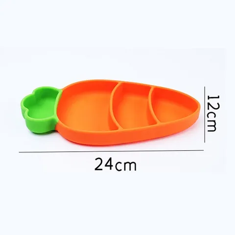 [KÈM QUÀ TẶNG] Set Khay, Bộ Thìa Nĩa Hình Cà Rốt, Chất Liệu Silicon Dùng Cho Bé Giai đoạn Tập ăn Dặm, Tập Xúc
