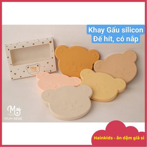 Khay Ăn Dặm Silicone Mumbebe 5 Ngăn Có Nắp Đậy - Đế Hít Chống Đổ, An Toàn Cho Bé Tập Ăn Dặm, Chất Liệu Cao Cấp