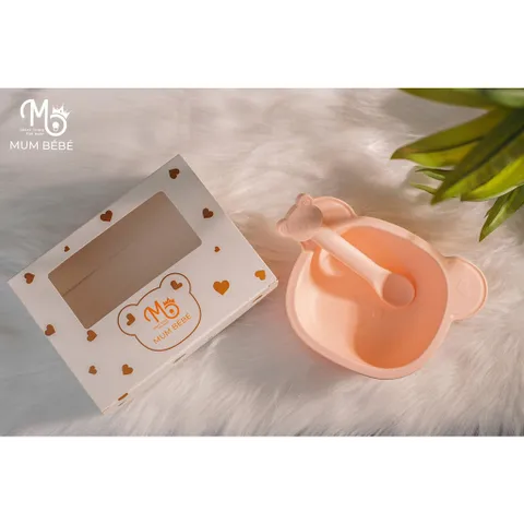 Bát Ăn Dặm Silicon Hình Gấu Mumbebe - Đế Hít Chống Đổ An Toàn Cho Bé - Vật Dụng Tập Ăn Dặm Cao Cấp