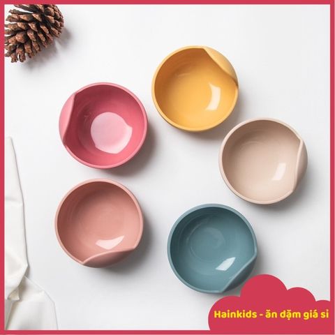 Bát Ăn Dặm Silicon Hình Tròn Chống Đổ - Đế Hít An Toàn Cho Bé, Chất Liệu Cao Cấp, Dung Tích 360ml, Màu Sắc Đa Dạng