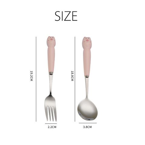 Muỗng Inox Cán Sứ Đáng Yêu Cho Bé - Thìa Chất Liệu Thép Không Gỉ, Quà Tặng Noel, Hình Động Vật Hoạt Hình 18.8cm